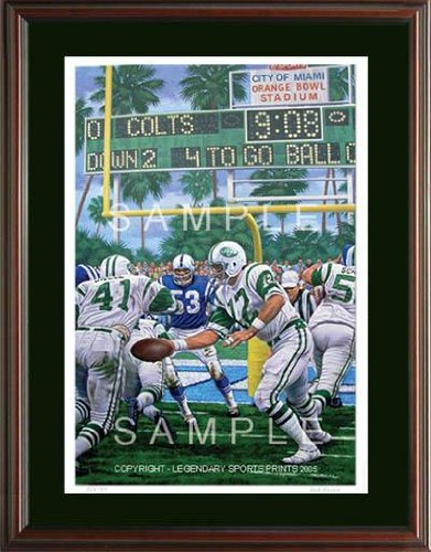 Autographed 1969 New York Jets Super Bowl Champion Team Color Framed Litho - Framed NFL Photos, Plaques and Collages