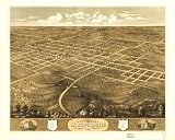 Bird's eye view of the city of Independence, Jackson Co., Missouri 1868. Drawn by A. Ruger., large historic panoramic map reprint 45x36