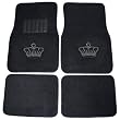 Crown Front & Rear Gem Crystals Studded Rhinestone Car Truck SUV Floor Mats