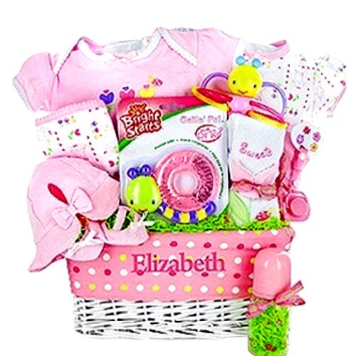 Bright Butterflies New Baby Girl Basket - Great Shower, Valentines Day or Easter Gift Idea for Newborns