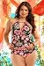Becca Etc by Rebecca Virtue Blossoms Halter Tankini Top - Coral - 2X