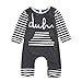 MIOIM Unisex Kids Baby Boy Girl Stripes Printed Romper Bodysuit Outfits Dark Gray
