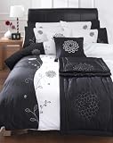 Matching Bedrooms Premium Range Double Size Luxury Embellished & Embroidered Duvet Quilt Cover Bedding Set Black
