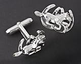 Men's Wildthings Sterling Silver Running Horse on Horseshoe Cufflinks