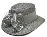 Brilliant Gambler Hat with Metallic Sash and Bow in Gold or Silver