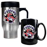 Toronto Raptors NBA Stainless Steel Travel Mug & Black Ceramic Mug Set - Primary Logo