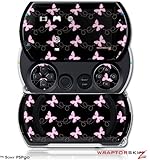 PSPgo Skin and Screen Protector Kit - Pastel Butterflies Pink on Black fits ....