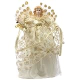 Kurt Adler 12-Inch Animated Ivory and Gold Fiber Optic Angel