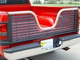 Go Industries Black Louvered Air Flow V Gate TailgateStainless Top BarGMCSierra2001 to 2007(Classic Body) HD