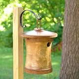 Turned Teak Bird House Cam Installed