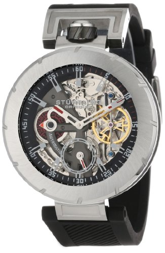 Stuhrling Original Men's 324.33162 Special Reserve Emperor VT Automatic Skeleton Dual Time Silver Tone Watch On Sale
