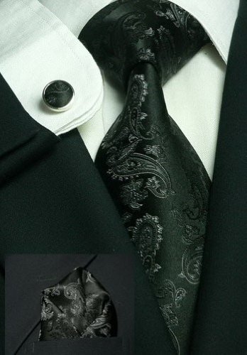 Krawatten Set 3 tlg schwarz Paisleys : Seiden