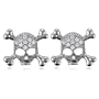 Sterling Silver Cubic Zirconia CZ Skull Crossbones Stud Earrings