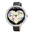 Lucky Brand Women`s 161197BKBK Silver-Tone Logo Heart Dial and Black Strap Watch