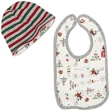 Disney Baby-Boys Newborn Mickey Mouse My First Christmas Reversible Cap And Bib