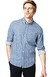 Blue Harbour Pure Cotton Highlighted Striped Shirt