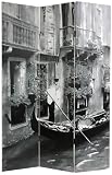 Unique Cityscape Wall Art Print Image Room Divider - 6ft. Venice Italy Canal & Gondola Large Photo Folding Floor Screen