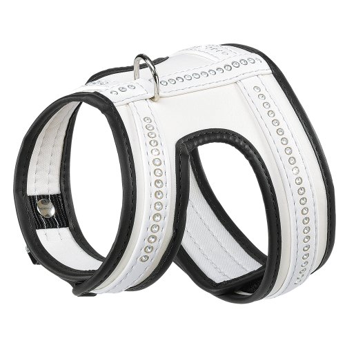 Ferplast 76019011 Geschirr f&uuml;r Hunde, soft high-tech material, LUX P S, A: 24-29 cm, B: 35-44 cm, weiss mit weissen Strassteinen