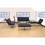 Princeton Reception Seating Grouping Black Leather/Chrome Frame