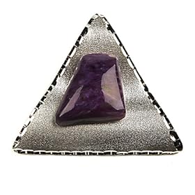 Genuine Charoite and Sterling Silver Triangle Plate Pendant by 