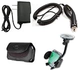 Car Kit Vent and Windshield Suction Mount Holder + Car Auto Plug-in Vehicle Charger + Home Travel Wall AC DC Charger + Leather Cover Case Pouch with Belt Clip for ATT Nokia Mural Grouper 6750 Cell Phone - BestCellBuy Brand