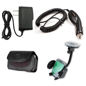 Car Kit Vent and Windshield Suction Mount Holder + Car Auto Plug-in Vehicle Charger + Home Travel Wall AC DC Charger + Leather Cover Case Pouch with Belt Clip for ATT Nokia Surge 6790 Mako Cell Phone – BestCellBuy Brand