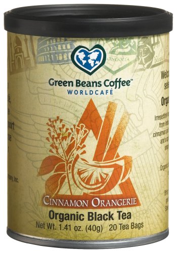 Green Beans Coffee Organic Cinnamon Orangerie Tea, 1.41 -Ounce Tins (Pack of 3) by Green Beans Coffee