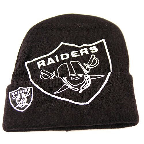 Oakland Raiders 2-Location Embroidered Cuffed Knit Hat