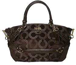 NEW AUTHENTIC COACH LARGE MADISON DOTTED OP ART SIGNATURE SOPHIA (Brown/Mahogany