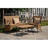 Three Piece Valencia Resin Wicker Outoor Skirted Settee Group