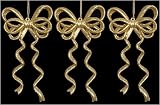 Set of 3 Gold Glitter Ribbon Bow Christmas Ornaments