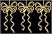Set of 3 Gold Glitter Ribbon Bow Christmas Ornaments