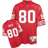 Jerry Rice #80 Red San Francisco 49ers Reebok NFL Premier All Stitched Replica Jersey - X-LARGE
