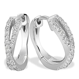 Goldmaid Creolen Linien 585 Weißgold 60 Diamanten 0,24 ct. Pa O5572WG