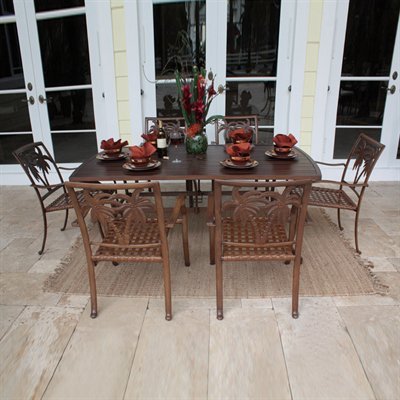 Coco Palm Swivel 7 Piece Slatted Dining Set product image