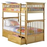Columbia Twin Over Twin Bunk Bed with Under-Bed Drawers - Natural Maple
