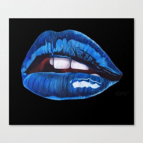 Cool Lips Art Canvas Print Wall Art for Home Decor 24 by 16 In
