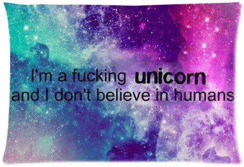 Amxstore Cotton Polyester Decorative Throw Pillow Cover Cushion Case Pillow Case,two side Galaxy I'm Fucking Unicorn and I Don't Believe in Humans
