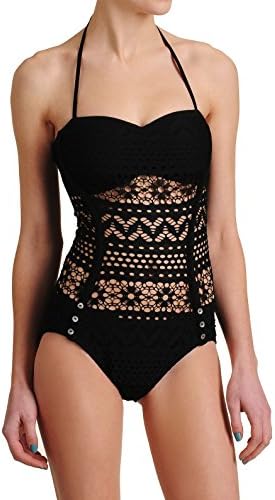 JL Pretty Womens Lace Floral Sexy Crochet One Piece Monokini Bikini Swimwear XL