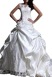 Strapless Satin Beaded Applique Lace Wedding Dress 