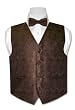 Covona BOY'S Solid CHOCOLATE BROWN Paisley Dress Vest BOWTIE Set