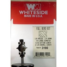 Click here to buy 3190 CARBIDE-TIP 2 FLUTE FULL BEAD ROUTER BIT 1 8 RADIUS X 7 8 LG DIA X 5 16 CL X 1 4 SHANK by Whiteside.