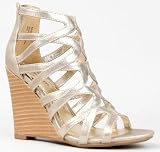 Bamboo ROYCE-02 Metallic Strappy Wedge Heel Gladiator Sandal