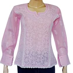 Kurtis Womens Shirts Tops Casual Clothes Chikan Embroidery Size XS (ctop405)