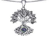 Celtic Love by Kelly Tree Of Life Good Luck Pendant With 7mm Round Rainbow Mystic Topaz in .925 Sterling Silver