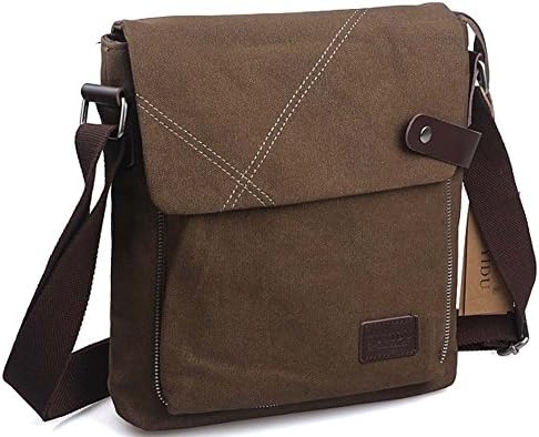 Ecokaki(TM) Multifunction Casual Canvas Shoulder Messenger Bag Canvas Crossbody Bag Everyday Satchel, Coffee