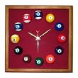 12in Square Billiard Clock Mahogany & Burgandy Mali Felt