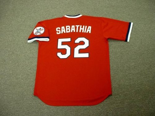 C.C. SABATHIA Cleveland Indians Majestic Cooperstown Throwback Baseball Jersey, LARGE