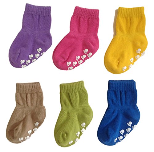 LovelyAnnie Baby Toddler Children 4 Pairs Pack Non Slip Pure Cotton Socks