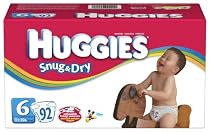 Huggies Baby-Shaped Snug & Dry Diapers, Size 6 (Over 35 Lbs), Disney, Pack of 92 Diapers